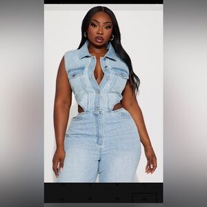 Fashion Nova Baylin Denim Jumpsuit